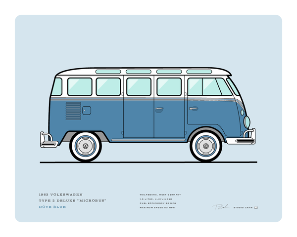 1963 Volkswagen Microbus (in 6 color options)