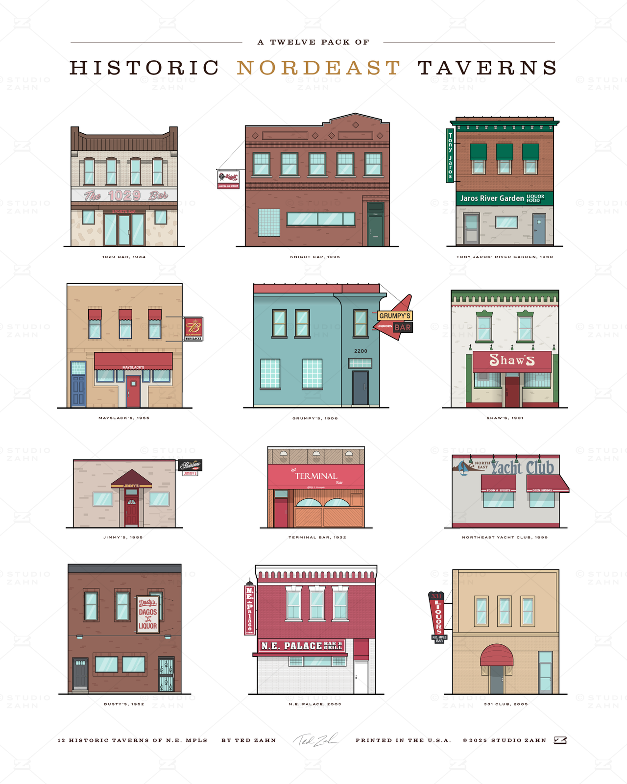 Historic Nordeast MPLS Taverns / 16" x 20" Poster