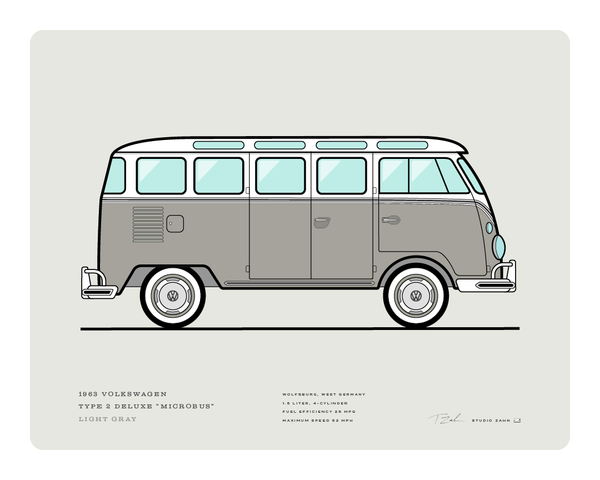 1963 Volkswagen Microbus (in 6 color options)