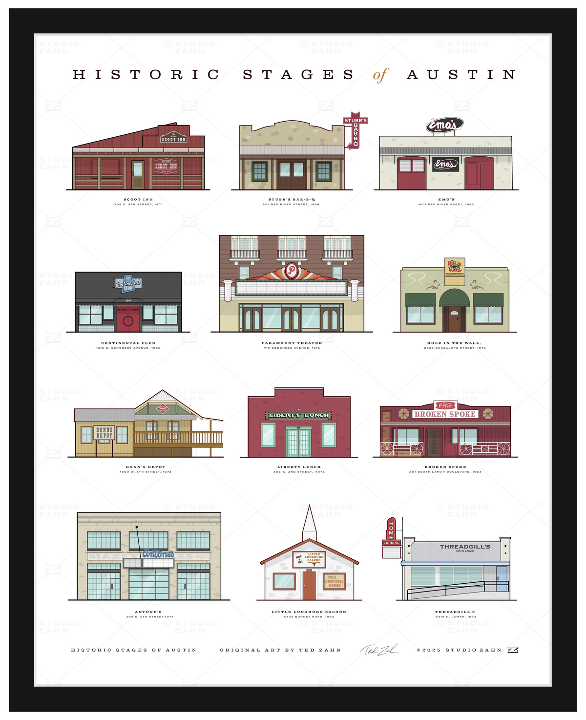 Historic Stages of Austin / 16" x 20" Poster