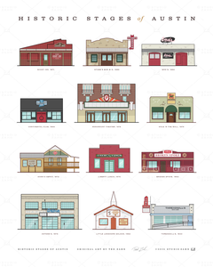 Historic Stages of Austin Poster / 16" x 20"