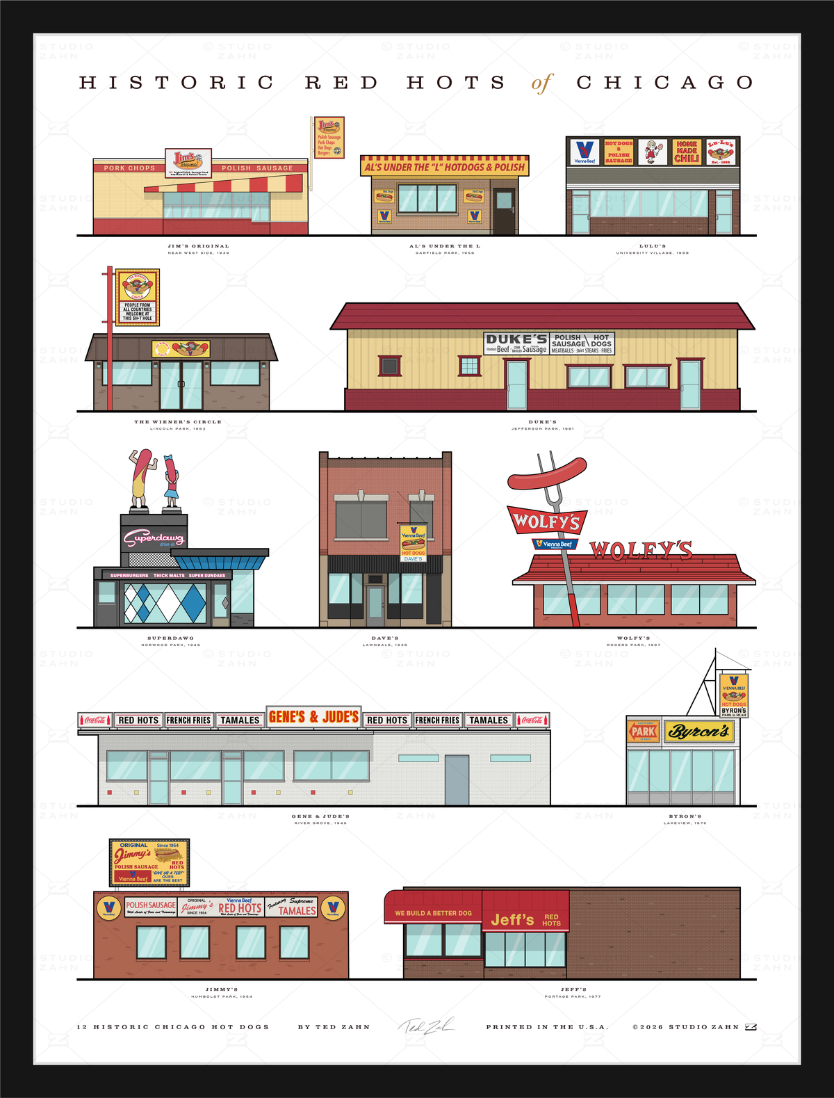 Historic Red Hots of Chicago / 18" x 24" Poster