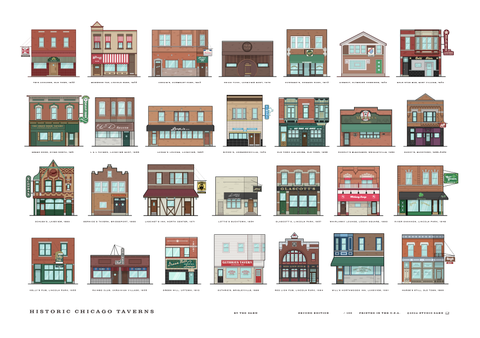 Historic Taverns of Chicago 19" x 27" Poster