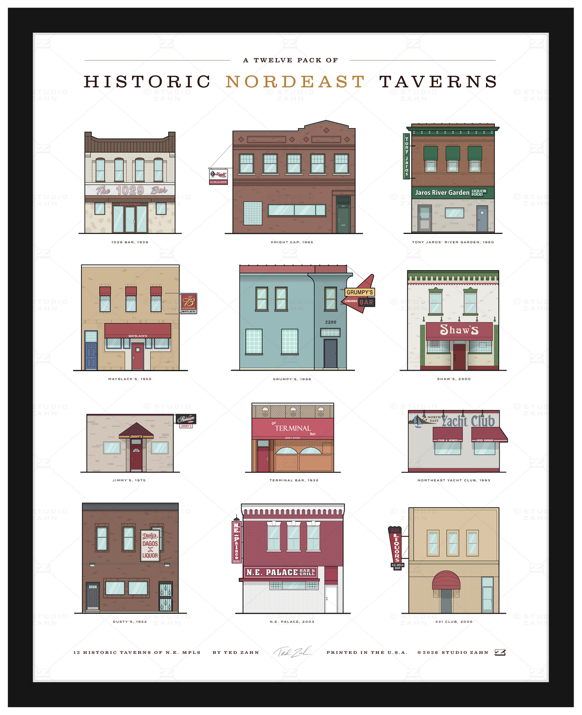 Historic Nordeast MPLS Taverns / 16" x 20" Poster