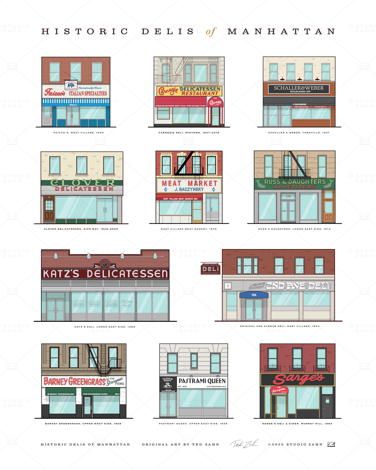 Historic Delis of Manhattan Poster / 16" x 20"