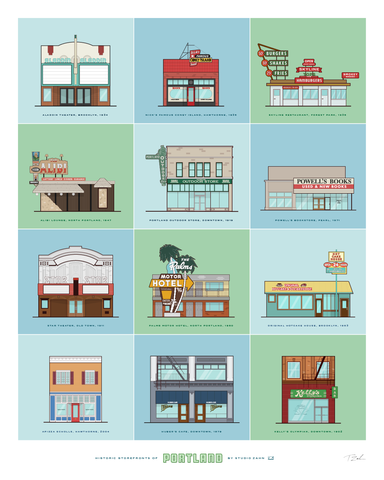 Historic Storefronts of Portland Poster