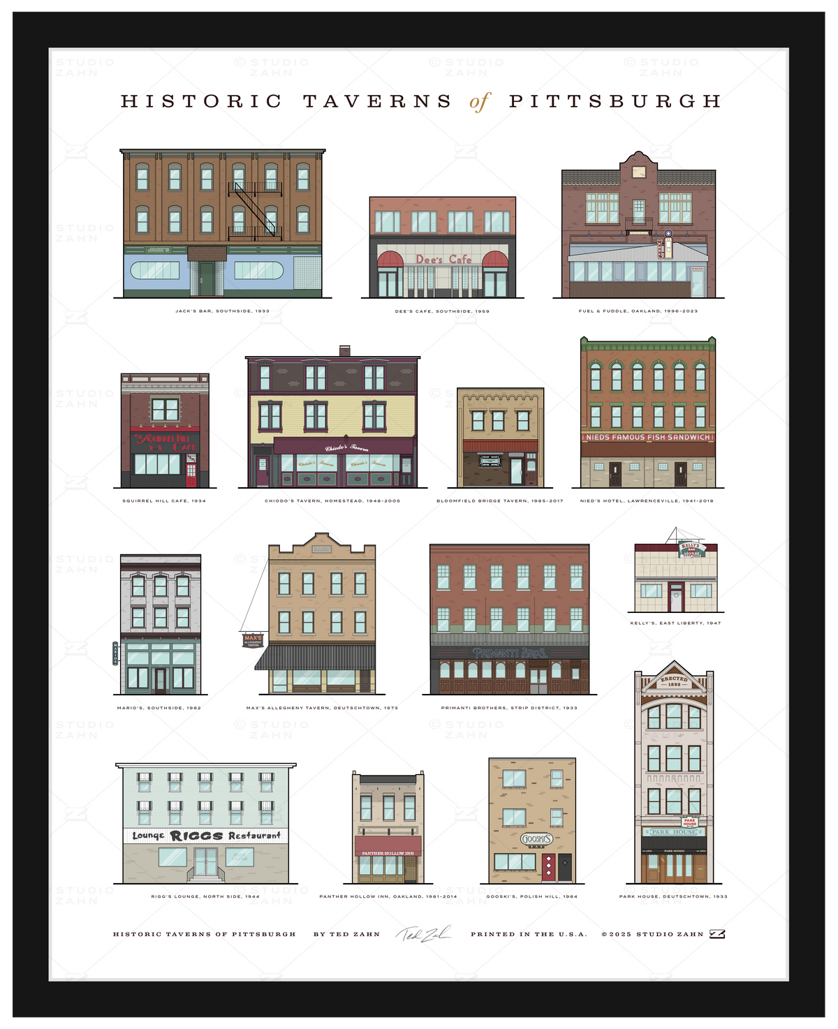 Historic Taverns of Pittsburgh Poster / 16" x 20"