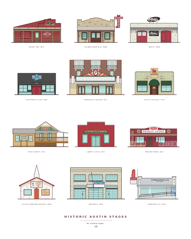 Historic Stages of Austin Poster